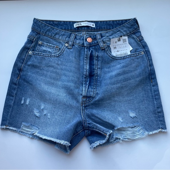 New Zara Highrise Denim Shorts - Picture 1 of 8